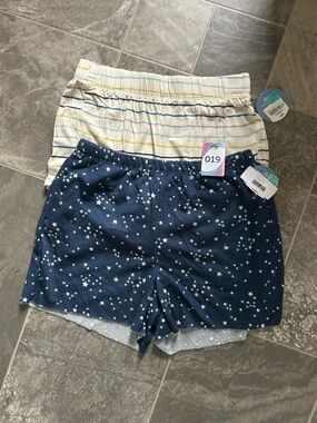Star Print Navy Lounge Shorts + Striped Cotton Short Set